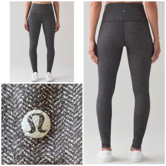 Lululemon Athletica Gray Herringbone Leggings - Picture 1 of 9